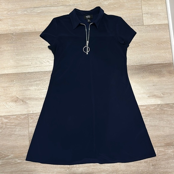 MSK Petite Navy Dress w/front zipper Sz PM - Picture 1 of 5